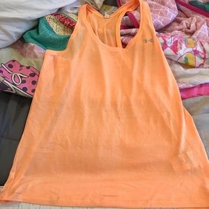 Under Armor light orange razor back workout top